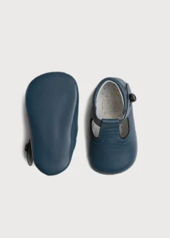 T-bars | T-bar Shoes | Pepa London Leather T-Bar Pram Shoes in Classic Blue (17-20EU)