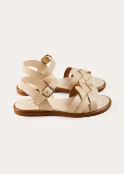 Sandals | Sandals | Pepa London Leather Woven Detail Sandals in Beige (24-35EU)