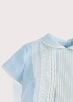 Dungarees & Rompers | Rompers | Pepa London Light Blue Panelled Christening Romper (3mths-2yrs)