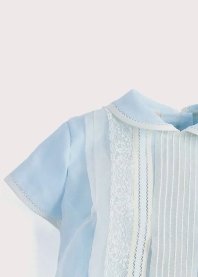 Dungarees & Rompers | Rompers | Pepa London Light Blue Panelled Christening Romper (3mths-2yrs)