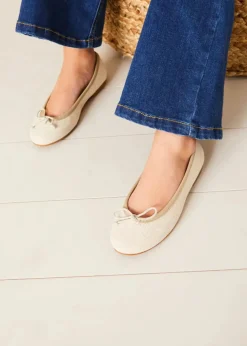 Ballerinas | Ballerina Shoes | Pepa London Linen Ballerina Shoes in Ivory (24-36EU)