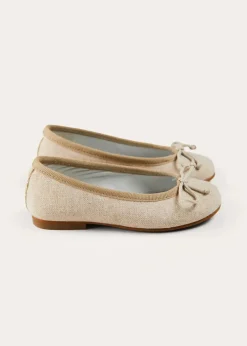 Ballerinas | Ballerina Shoes | Pepa London Linen Ballerina Shoes in Ivory (24-36EU)