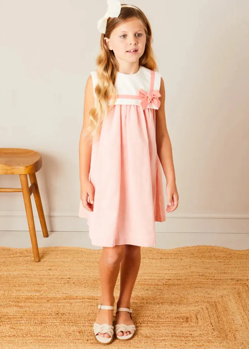 Dresses | Dresses | Pepa London Linen Blend Trapeze Dress in Peach Orange (12mths-10yrs)