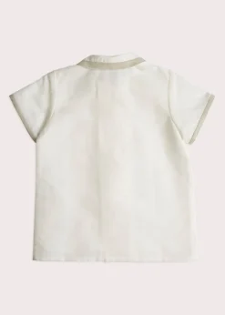 Tops & Shirts | Tops & Shirts | Pepa London Linen Boys Celebration Shirt White with Beige Piping (4-10yrs)
