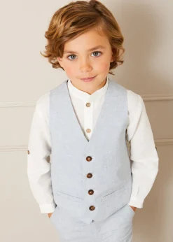 Tops & Shirts | Shirts | Pepa London Linen Mao Collar Long Sleeve Shirt in White (12mths-10yrs)