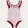 Swimwear | Swimwear | Pepa London Louisa Floral Ruffle Trim Swimsuit in Pink (2-10yrs)