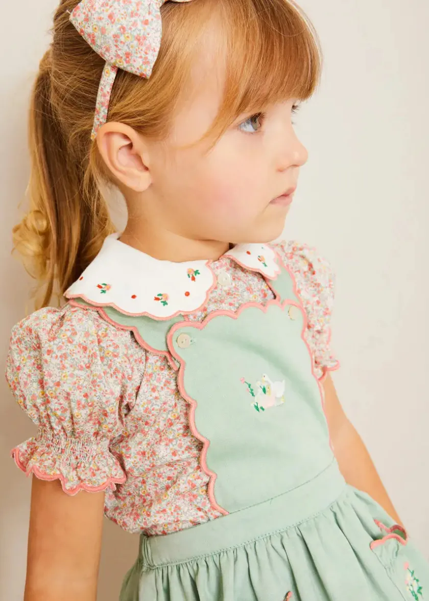 Tops & Blouses | Blouses | Pepa London Mabel Floral Embroidered Short Sleeve Blouse in Coral (18mths-10yrs)