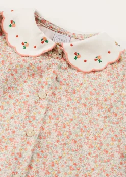 Tops & Blouses | Blouses | Pepa London Mabel Floral Embroidered Short Sleeve Blouse in Coral (18mths-10yrs)