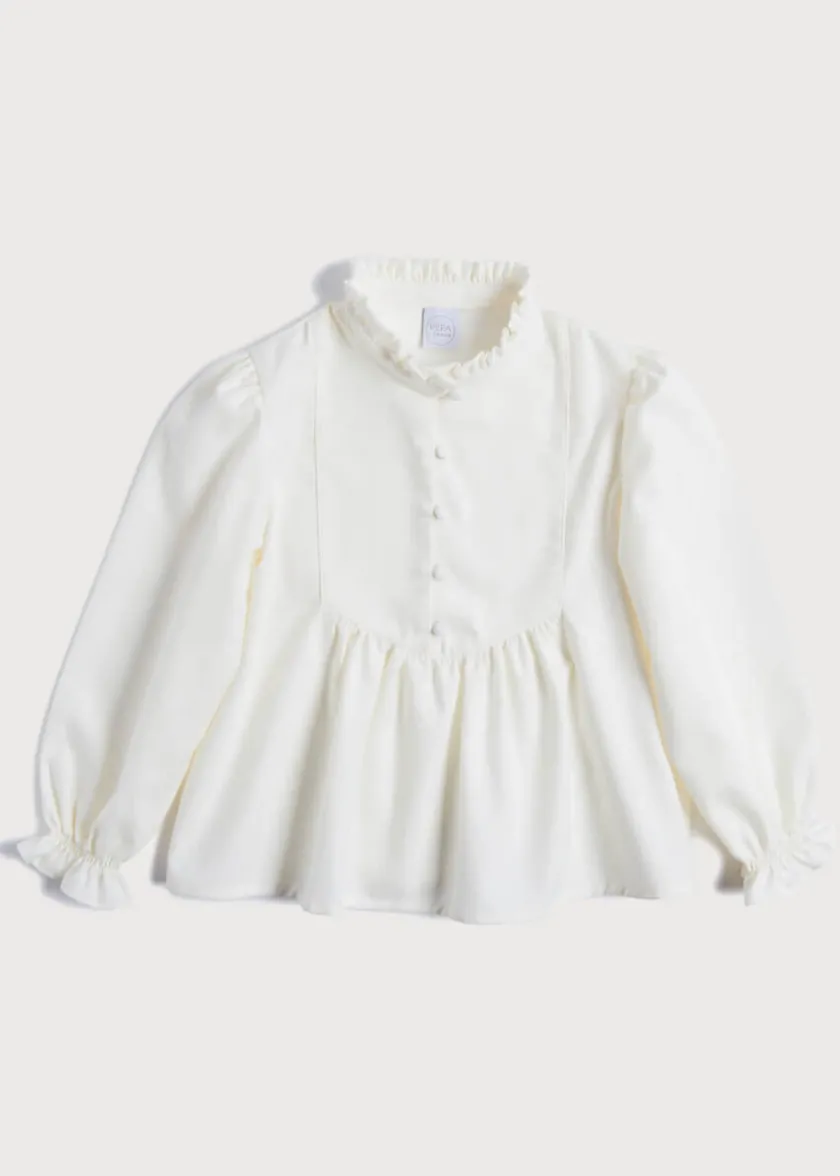 Tops & Blouses | Tops & Bodysuits | Pepa London Mao Collar Romantic Blouse in White (18mths-10yrs)