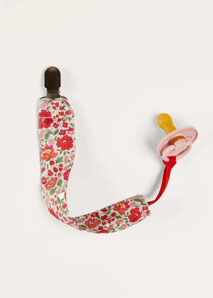 Dummies & Teethers | Dummies & Teethers | Pepa London Margot Dummy Clip in Red Made with Liberty Fabric