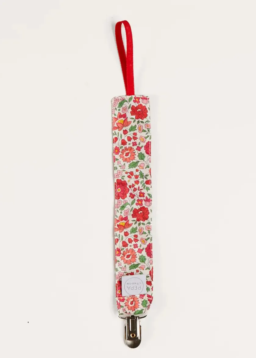 Dummies & Teethers | Dummies & Teethers | Pepa London Margot Dummy Clip in Red Made with Liberty Fabric