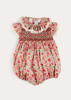 Rompers | Rompers | Pepa London Margot Floral Romper in Red Made with Liberty Fabric (6m-2yrs)