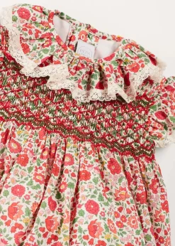 Rompers | Rompers | Pepa London Margot Floral Romper in Red Made with Liberty Fabric (6m-2yrs)