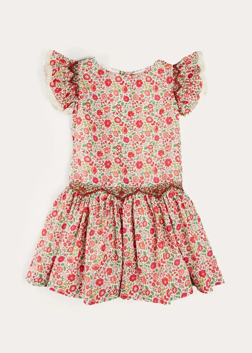 Up To 12 Years | Dresses | Pepa London Margot Floral Sleeveless Hand-Smocked Dress in Red Made with Liberty Fabric (4-12yrs)
