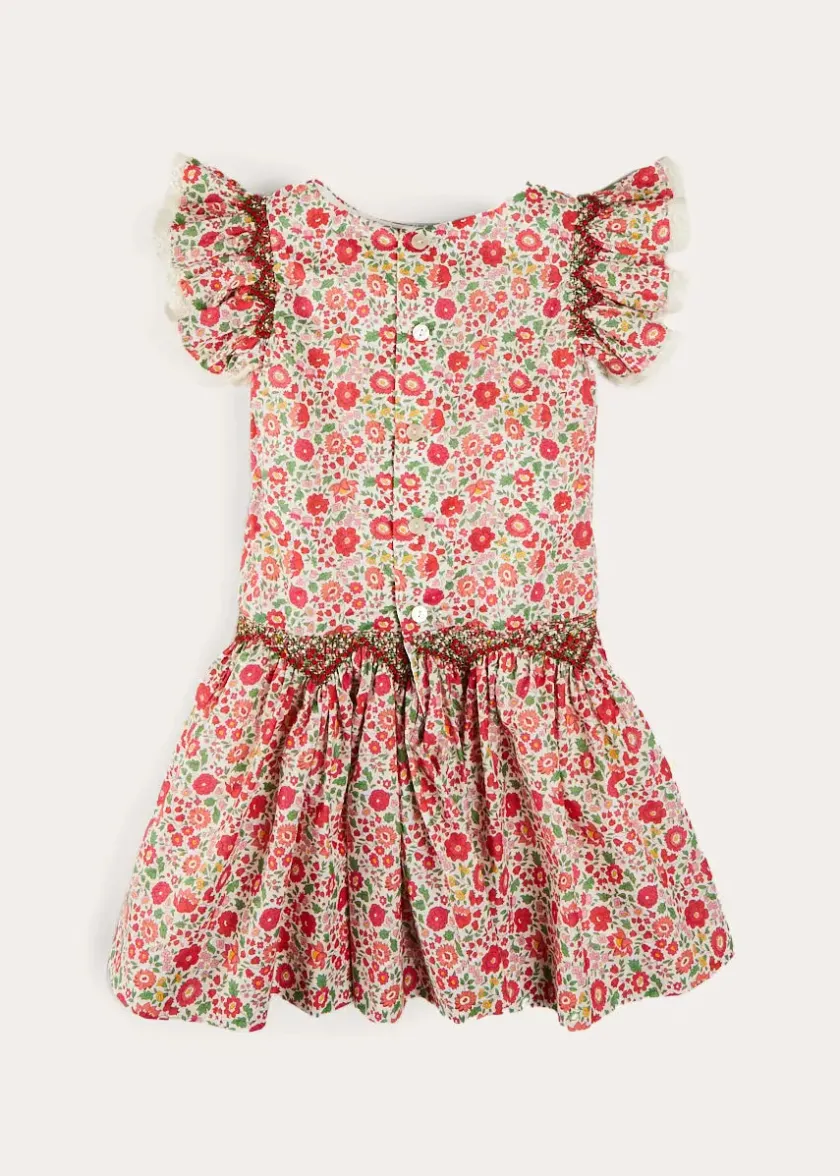 Up To 12 Years | Dresses | Pepa London Margot Floral Sleeveless Hand-Smocked Dress in Red Made with Liberty Fabric (4-12yrs)