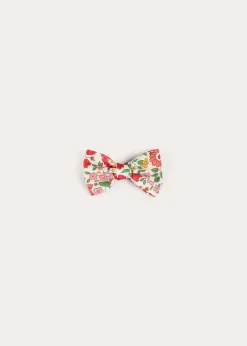 Hair Accessories | Hair Accessories | Pepa London Margot Floral Small Bow Clip in Red Made with Liberty Fabric