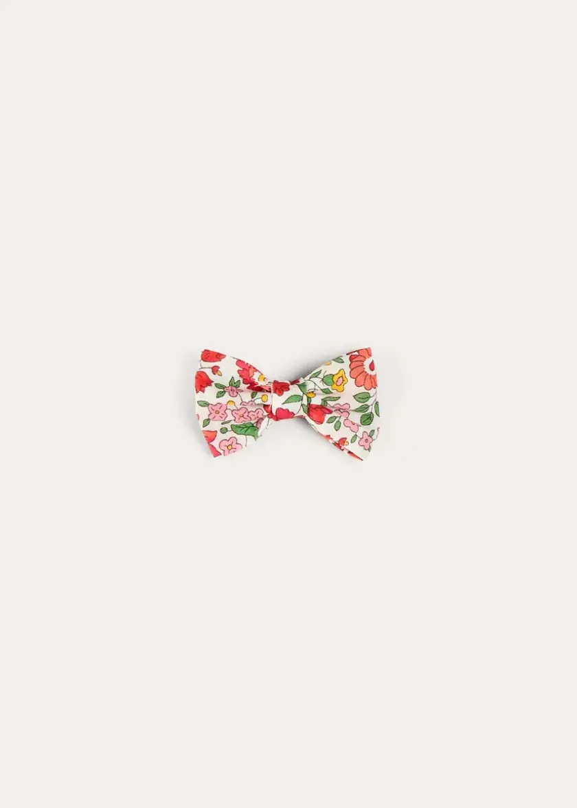 Hair Accessories | Hair Accessories | Pepa London Margot Floral Small Bow Clip in Red Made with Liberty Fabric