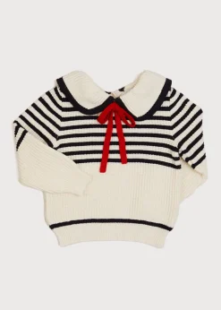 Knitwear & Cardigans | Knitwear & Cardigans | Pepa London Mariner Collar Bold Stripe Jumper in White (2-10yrs)