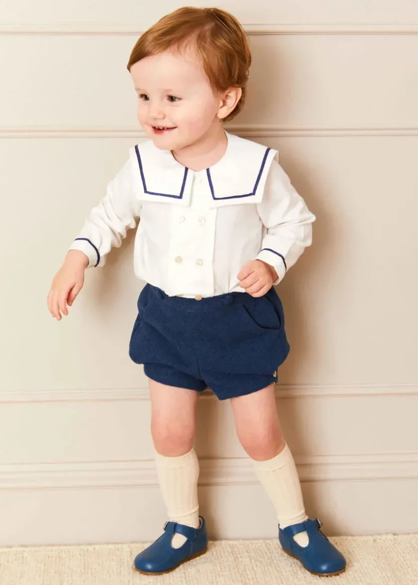 Two-piece Sets | Pepa London Mariner Collar Long Sleeve Two Piece Set in Blue (12mths-3yrs)