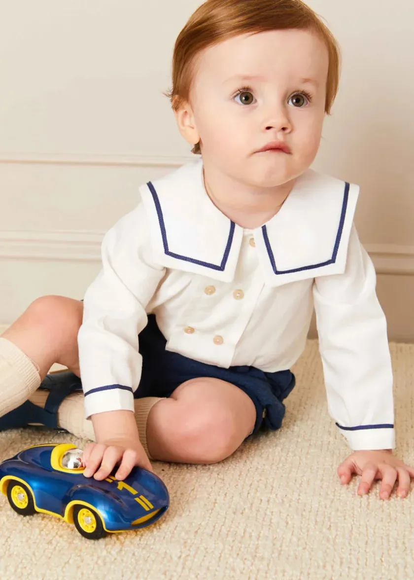Two-piece Sets | Pepa London Mariner Collar Long Sleeve Two Piece Set in Blue (12mths-3yrs)