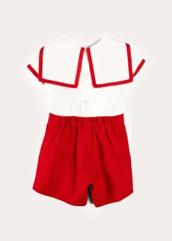 Two-piece Sets | Pepa London Mariner Collar Short Sleeve Two Piece Set in Red (12mths-6yrs)