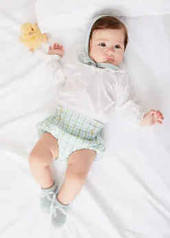 Bloomers, Shorts & Trousers | Bloomers & Shorts | Pepa London Maxwell Gingham Button Detail Bloomers in Green (1-18mths)