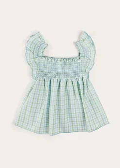 Tops & Blouses | Pepa London Maxwell Gingham Smock Detail Blouse in Green (5-10yrs)