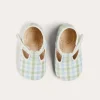 T-bars | T-bar Shoes | Pepa London Maxwell Gingham T-Bar Pram Shoes in Green (17-20EU)