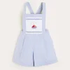 Shorts & Trousers | Dungarees & Rompers | Pepa London Nautical Striped Boat Embroidery Short Dungarees in Blue (18mths-4yrs)