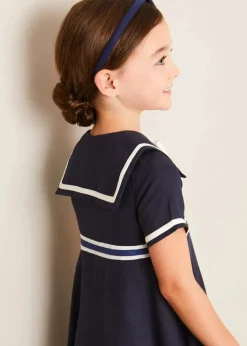 Hair Accessories | Gifting | Pepa London Navy Linen Big Bow Hairband