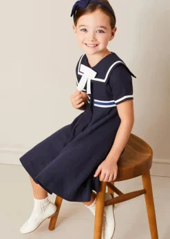 Hair Accessories | Gifting | Pepa London Navy Linen Big Bow Hairband