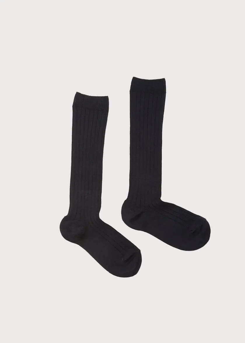 Socks | Socks & Tights | Pepa London Navy Ribbed Knee-High Socks (3mths-10yrs)