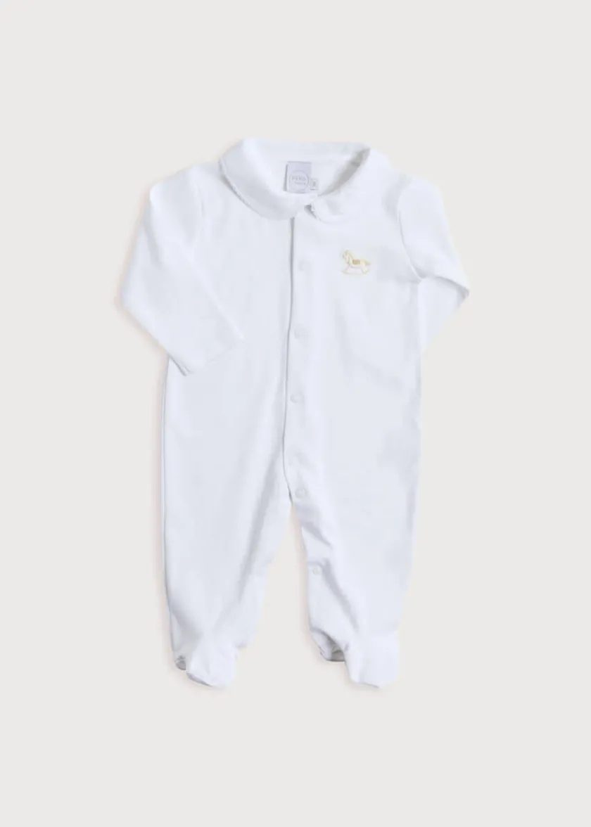 Gifting | All In Ones | Pepa London Newborn All-In-One With Rocking Horse Embroidery In Beige (1-6mths)