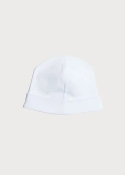 Bonnets & Booties | Gifting | Pepa London Newborn Bonnet with Rocking Horse Embroidery Blue (0-3mths)