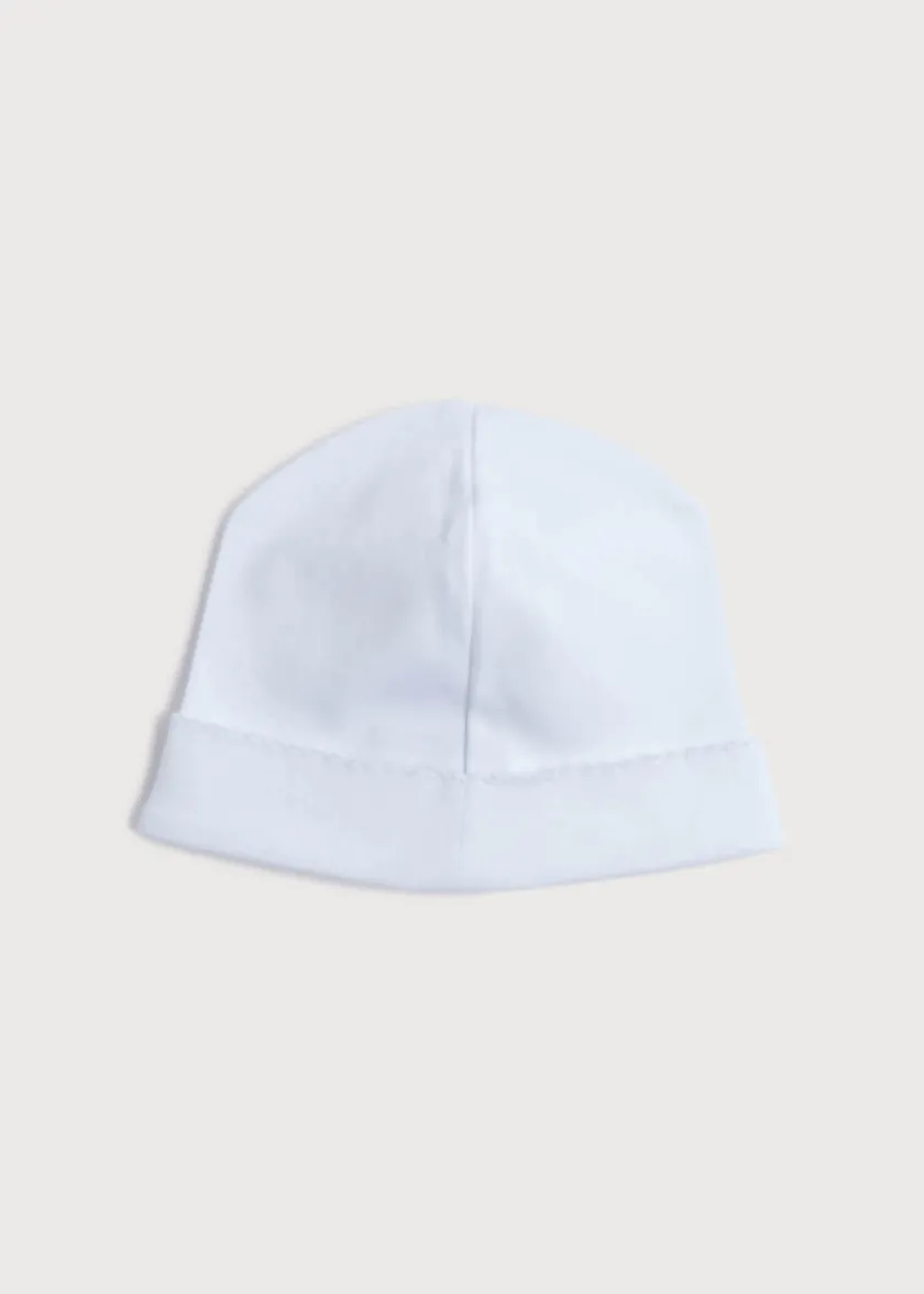 Gifting | Bonnets & Booties | Pepa London Newborn Bonnet with Rocking Horse Embroidery Pink (0-3mths)