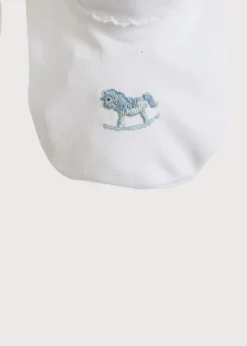 Bonnets & Booties | Gifting | Pepa London Newborn Booties With Rocking Horse Embroidery Blue (1-3mths)
