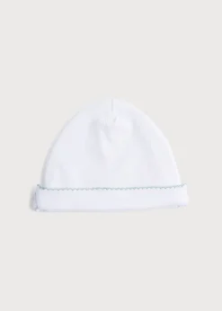 Bonnets & Booties | Bonnets & Booties | Pepa London Newborn Hat with Green Hand Smocked Detail (0-3mths)
