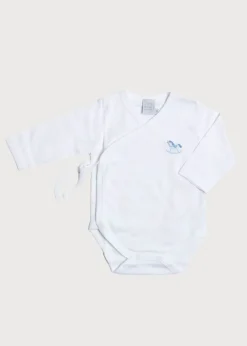 Gifting | Bodysuits & Baby Grows | Pepa London Newborn Side Tie Bodysuit With Rocking Horse Embroidery Blue (1-6mths)