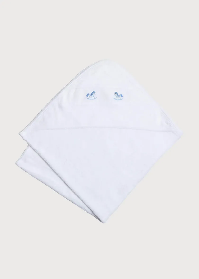 Gifting | Towels, Blankets & Sleeping Bags | Pepa London Newborn Towel with Rocking Horse Embroidery In Blue