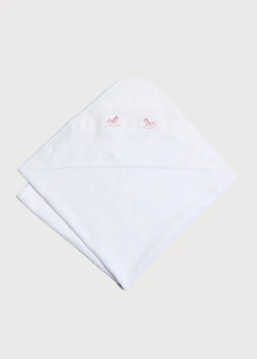 Gifting | Towels, Blankets & Sleeping Bags | Pepa London Newborn Towel with Rocking Horse Embroidery In Pink