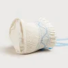 Bonnets & Booties | Gifting | Pepa London Off White and Blue Hand Smocked Baby Bonnet