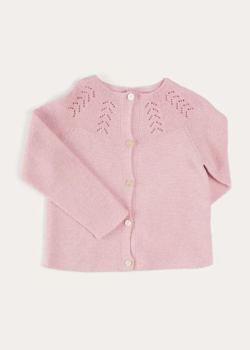 Knitwear & Cardigans | Knitwear & Cardigans | Pepa London Openwork Cotton Cardigan in Pink (6mths-10yrs)