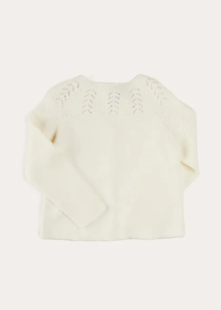 Knitwear & Cardigans | Knitwear & Cardigans | Pepa London Openwork Cotton Cardigan in Cream (6mths-10yrs)