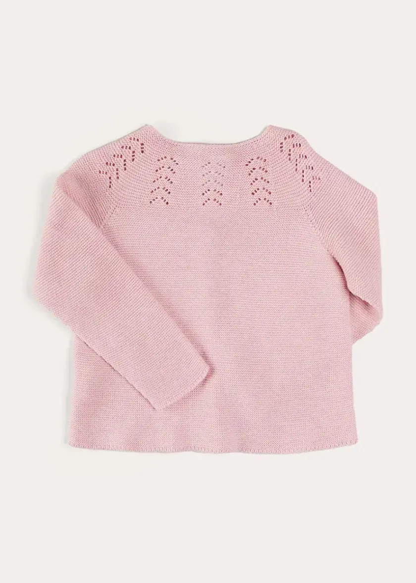 Knitwear & Cardigans | Knitwear & Cardigans | Pepa London Openwork Cotton Cardigan in Pink (6mths-10yrs)