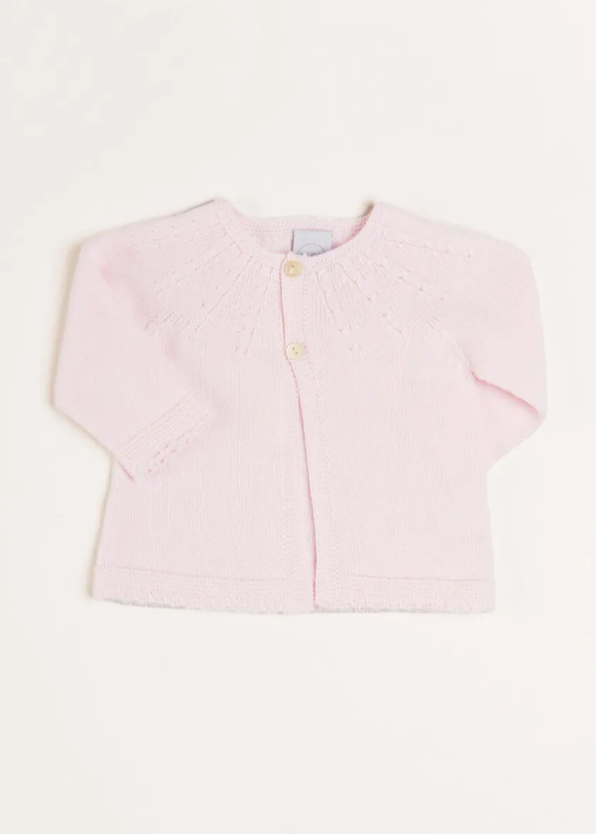 Knitwear & Cardigans | Pepa London Openwork Detail Baby Cardigan in Pink (1-12mths)