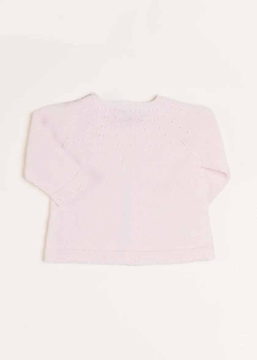 Knitwear & Cardigans | Pepa London Openwork Detail Baby Cardigan in Pink (1-12mths)