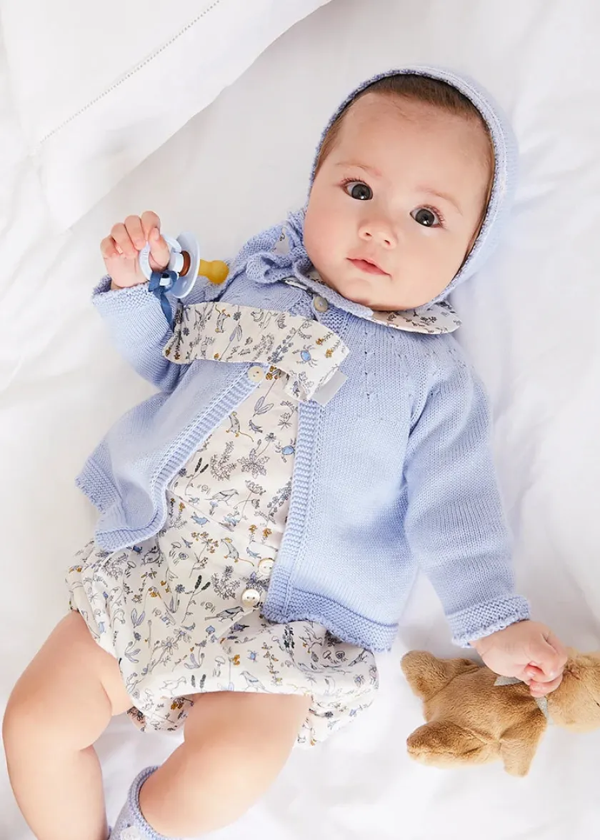 Knitwear & Cardigans | Pepa London Openwork Detail Baby Cardigan in Blue (1-12mths)