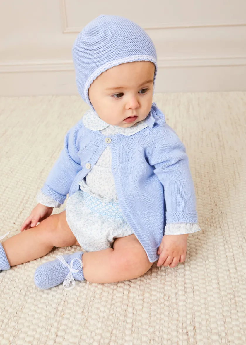 Knitwear & Cardigans | Pepa London Openwork Detail Baby Cardigan in Blue (1-12mths)