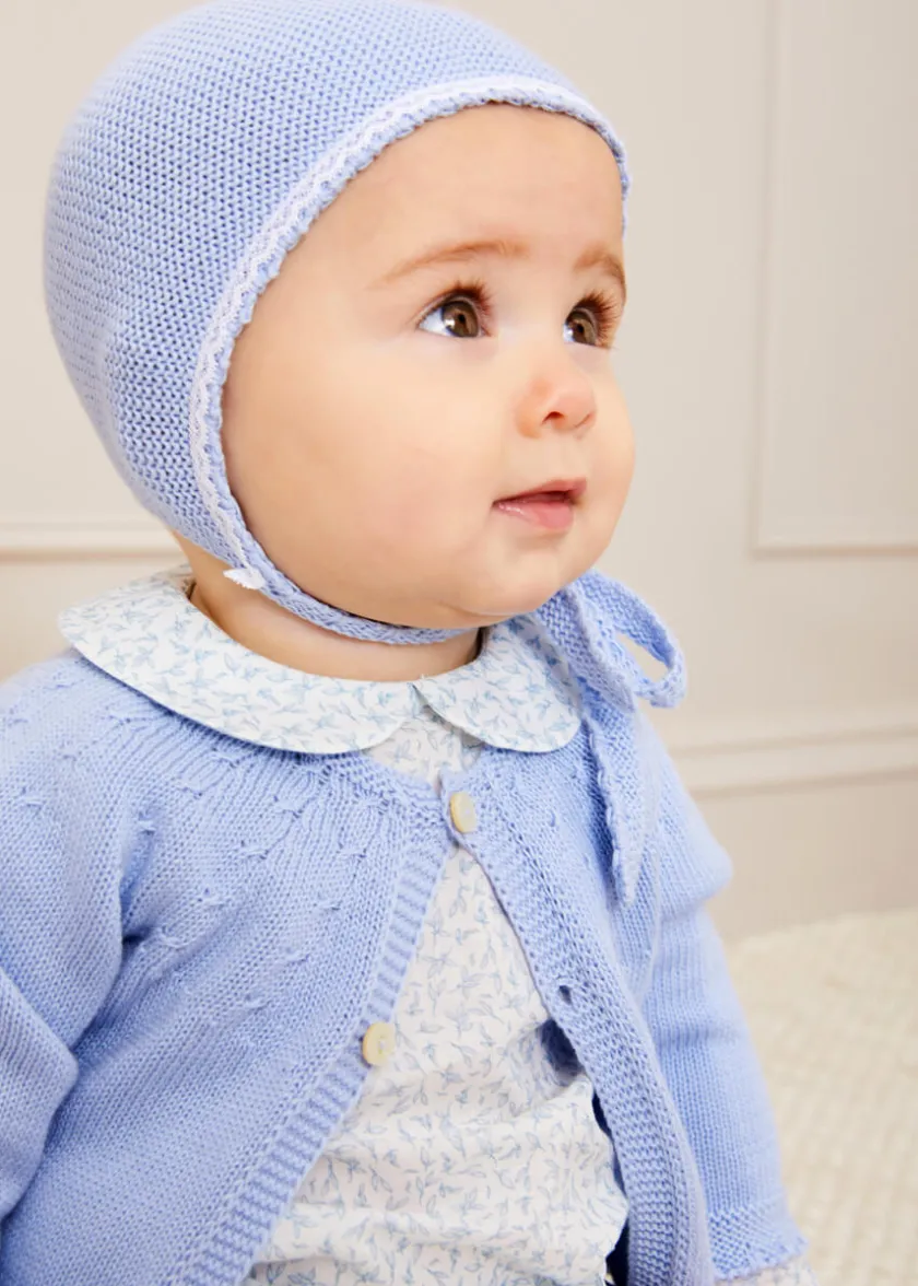 Knitwear & Cardigans | Pepa London Openwork Detail Baby Cardigan in Blue (1-12mths)