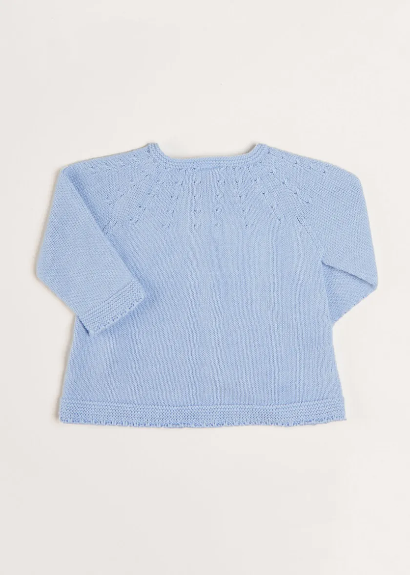 Knitwear & Cardigans | Pepa London Openwork Detail Baby Cardigan in Blue (1-12mths)